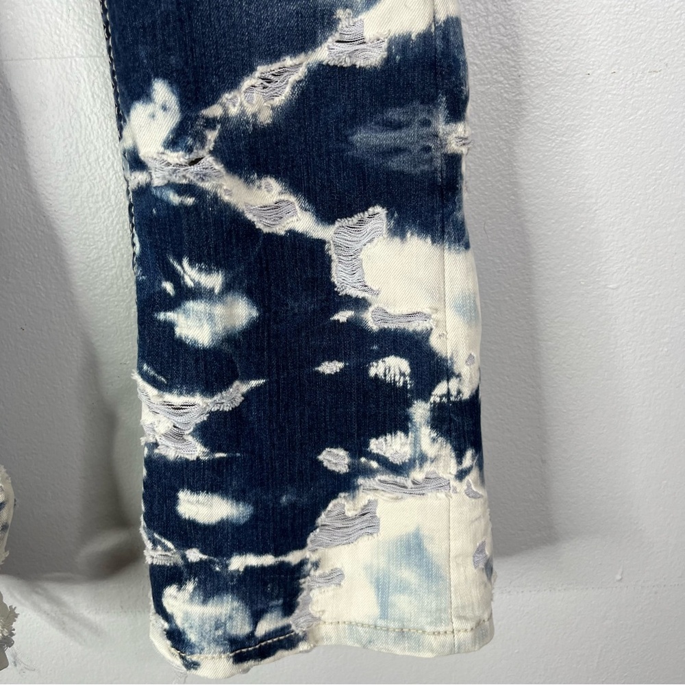 Miss Me Jeans Women’s 25 Blue White Bootcut Bleached Distress Destroyed JP7115B2 - Picture 8 of 16